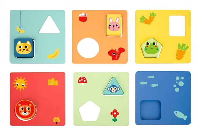Montessori puzzel vormen en kleuren met dierfiguren