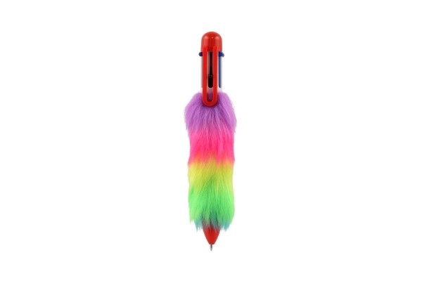 Teddies kleurrijke pluchen pen met kwastjes
