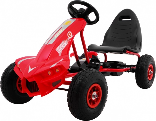 trapkart champion pro kinderen 3+ rood met luchtbanden en handrem