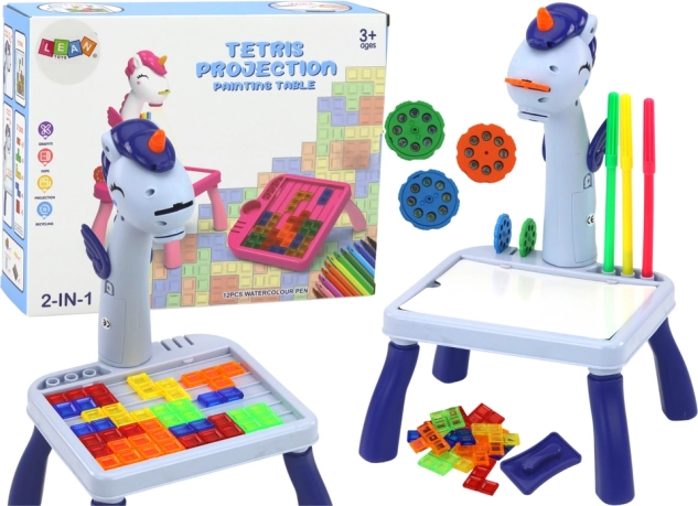 Mini-projector en tafeltje 2-in-1 unicorn blauw