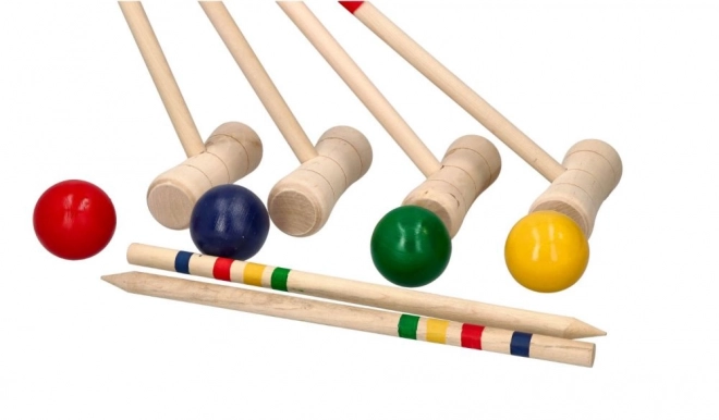 Houten speelset croquet 24 onderdelen - voor kinderen en volwassenen