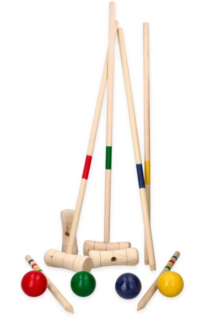 Houten speelset croquet 24 onderdelen - voor kinderen en volwassenen