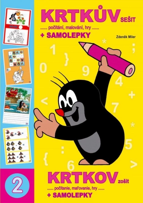 Kleurboek A4 boek Krtkův schrift en stickers