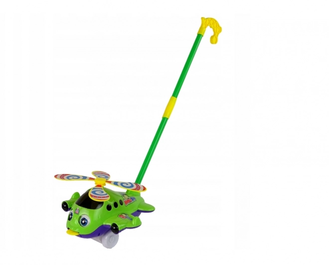 Groen Duwvliegtuig met Lange Stok en Bel