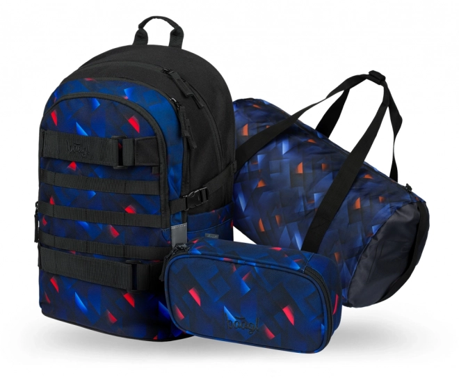 BAAGL set rugzak, etui en sporttas Skate Indigo