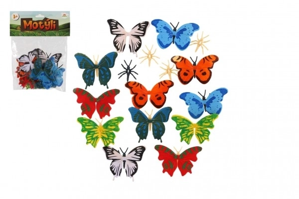 Vlinders 12 stuks plastic 7-8cm in zakje
