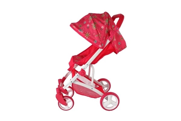 Sportieve poppenwagen met kap speelgoed stof 58x35x70cm in doos 33x48x16cm