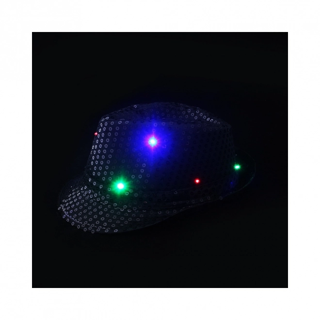 Disco hoed zwart met LED-licht voor volwassenen