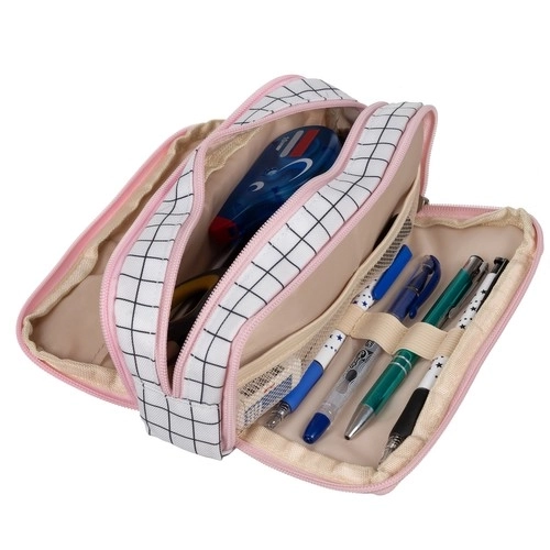 Driedubbele etui - geruite Maaleo24514