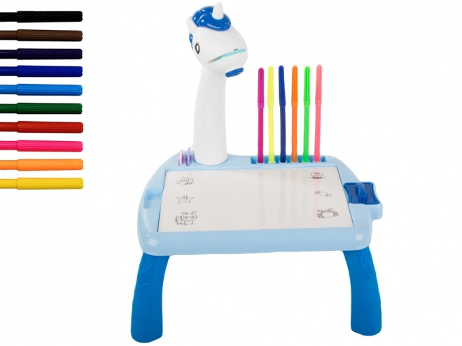 Kinder educatieve tafel met projector blauw