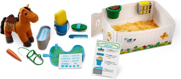 verzorgingsset met pluchen paardje voor kinderen 3+