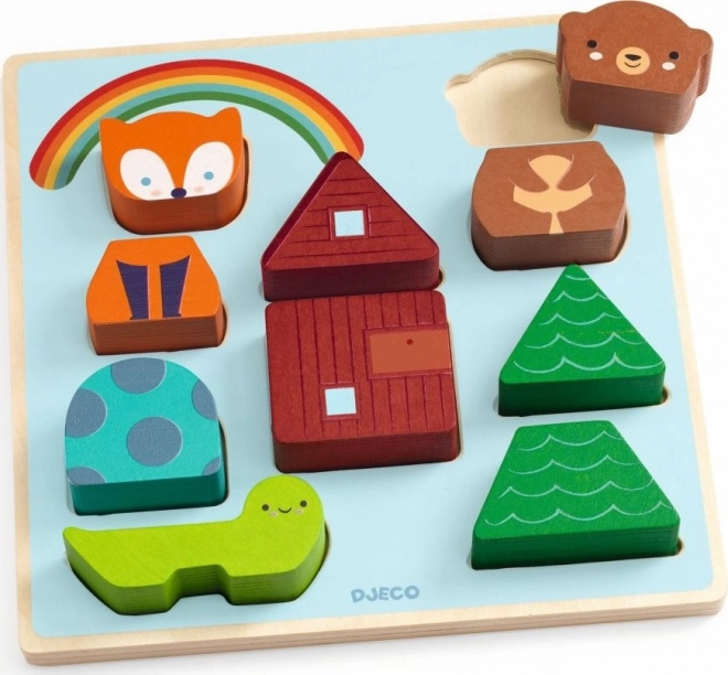 DJECO Houten Inlegpuzzel Bosdieren 11 stukjes