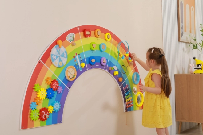 Houten Montessori wandpaneel - regenboog