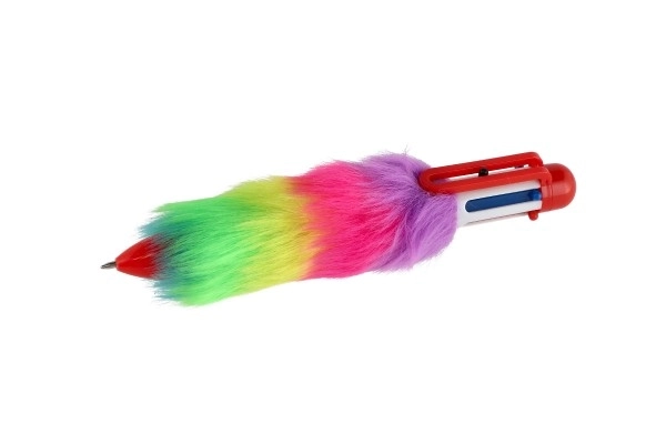 Teddies kleurrijke pluchen pen met kwastjes