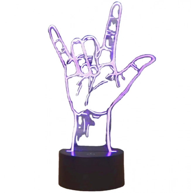 Lampje met 3D-motief van hand met LED-verlichting