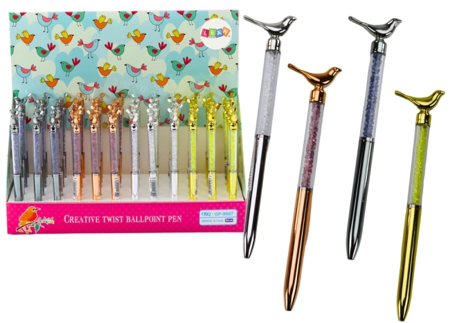 Balpen met blauwe punt Birds Diamonds 0,7 mm Mix