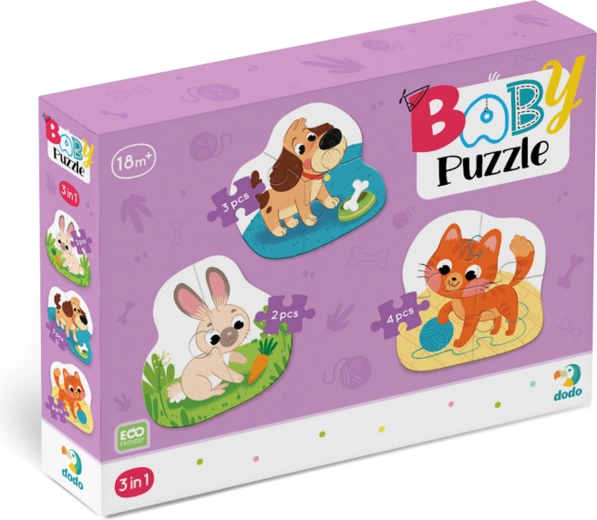 DODO baby puzzel huisdieren 3-in-1 (2, 3, 4 stukjes)