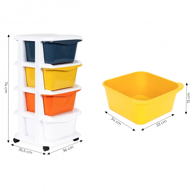 Handige organizer met 4 uitschuifbare plastic laden