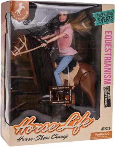 Pop op een paard met accessoires