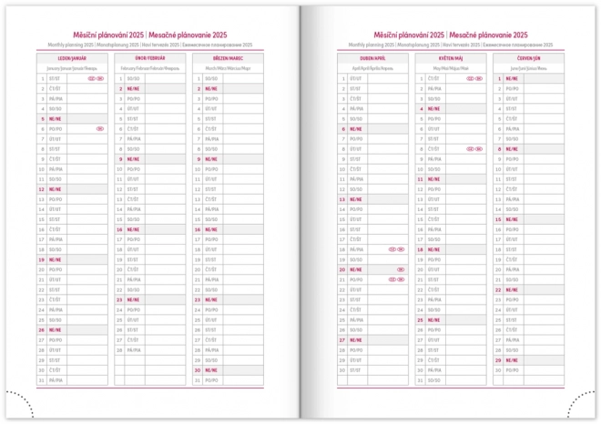 Weekagenda Aprint 2025, zwart, 15 × 21 cm