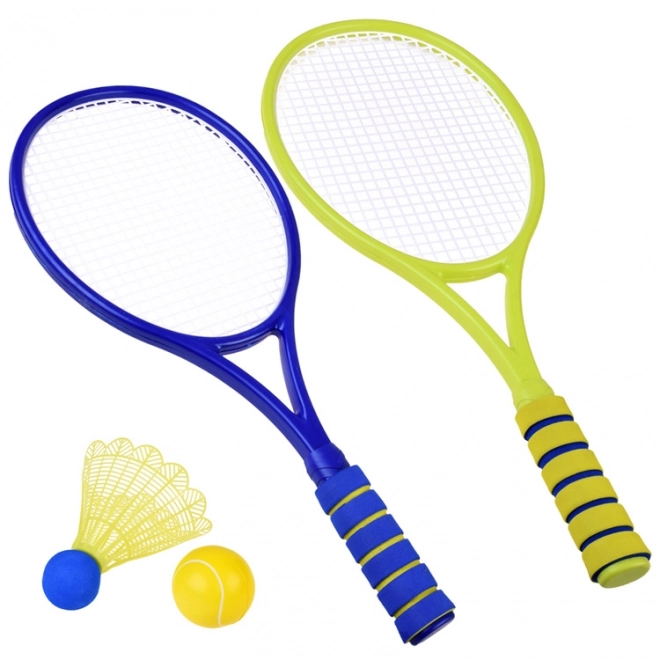 Badminton- en tennisset met foam ballen en shuttles