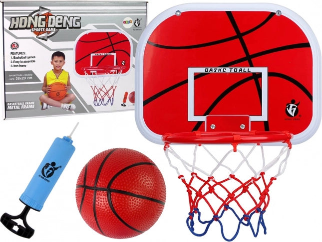 Basketbalset met bord, ring en bal