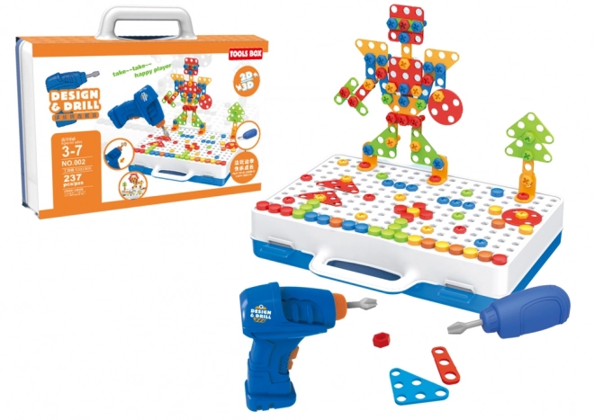 Creatieve bouwset met boormachine en koffer