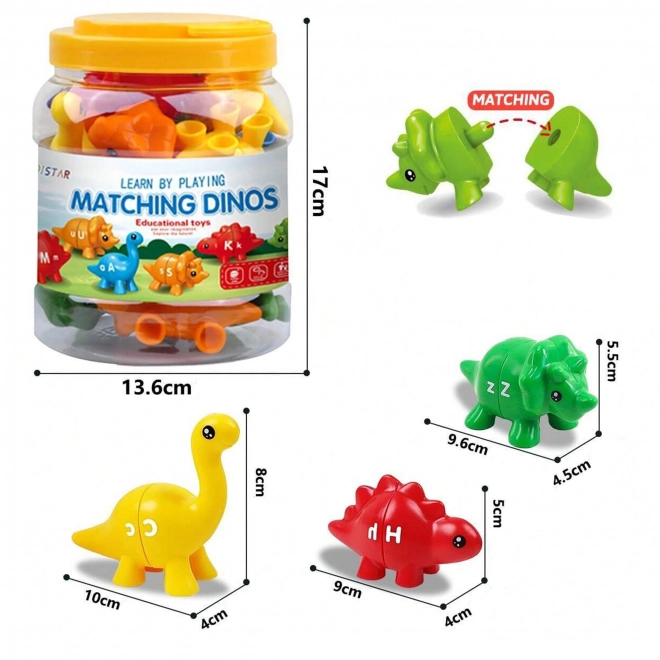 WOOPIE set Montessori figuren dinosaurussen om te stapelen met het leren van kleuren en letters Dopasuj Literki 13 stuks