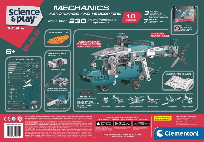 CLEMENTONI Science&Play Mechanische laboratorium Vliegtuigen en helikopters 10 in 1