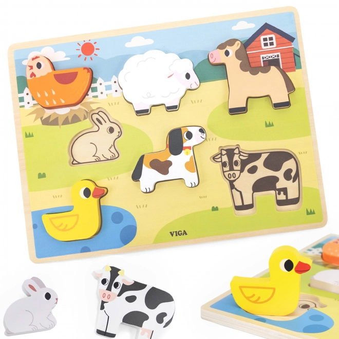 Viga houten puzzel Montessori Boerderij 2-in-1