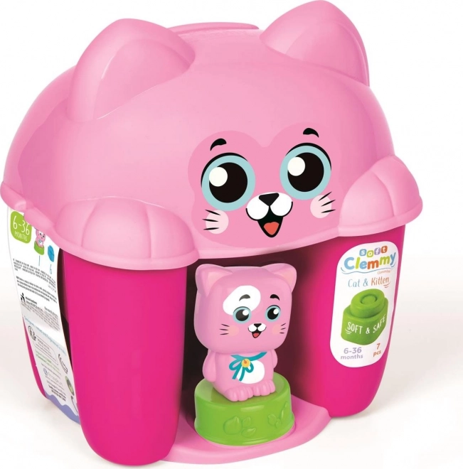 CLEMENTONI SOFT CLEMMY Box met deksel Kat met 6 blokken