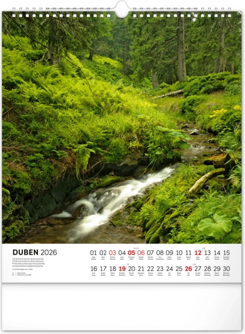 Wandkalender Wandelen door het Moravische landschap 2026