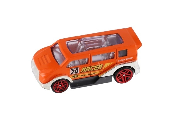 Auto racen 6stks metaal/plastic 8cm vrij rollend in doosje 10,5x27,5x4cm