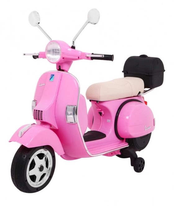 Elektrische kinderscooter Vespa roze met zijwieltjes