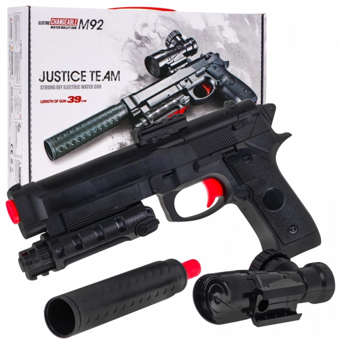 Speelgoedpistool voor kinderen 6+ met accessoires M92 met demper en richtkijker