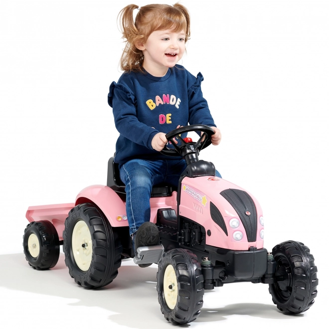 Tractor trapauto County Star met roze aanhangwagen