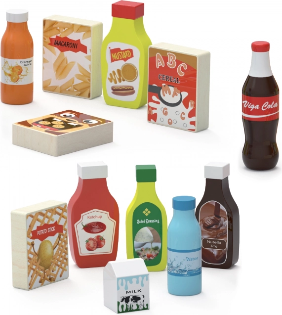 Viga Houten Snacks en Drankjes Set 12 Voedingsmiddelen