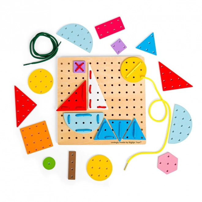 Bigjigs Toys Houten rijgspel Geometrische vormen