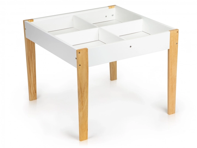 ECOTOYS Houten kindertafel met bord en twee stoeltjes