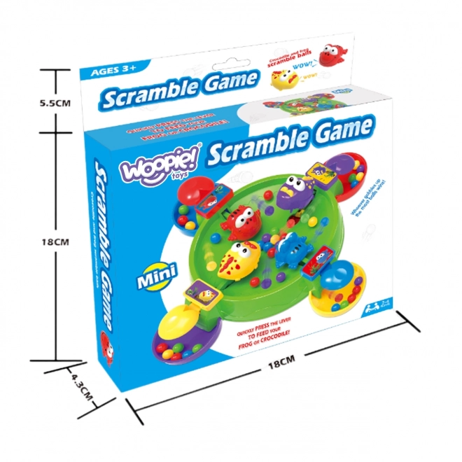 Leuk spel hongerige vrolijke kikkers en krokodillen