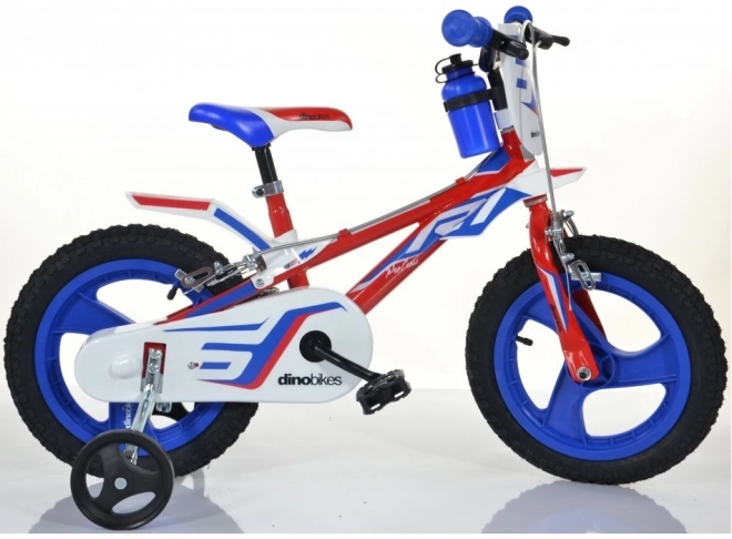 Kinderfiets Dino rood-blauw-wit 14 inch