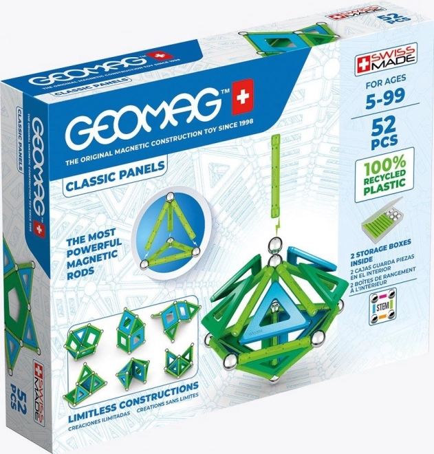 Magnetische bouwset GEOMAG Classic Panels Recycled, 52 onderdelen