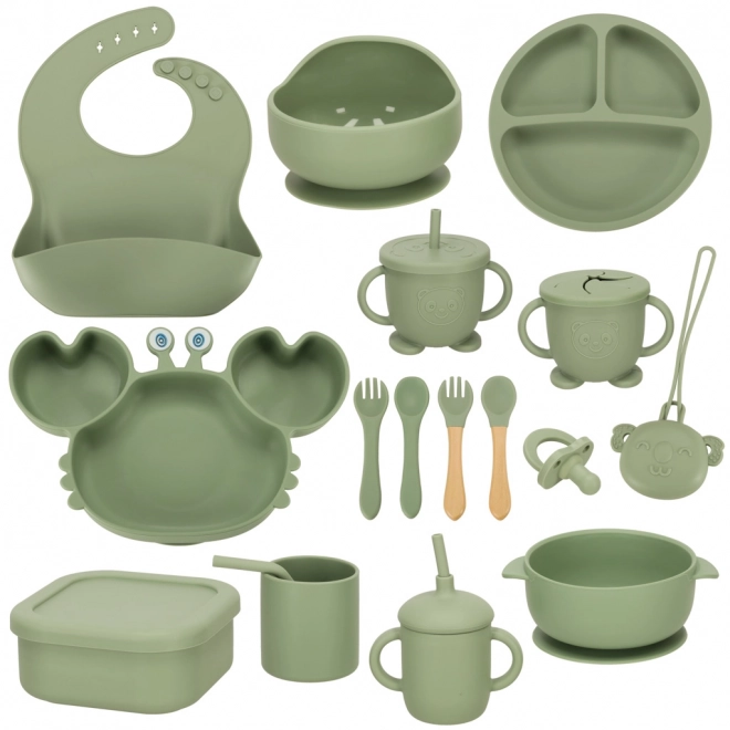 Kinder siliconen gereedschap krab set 19 stuks groen