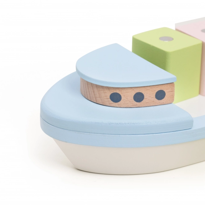 Vrachtschip met magnetische blokken en kraan voor peuters
