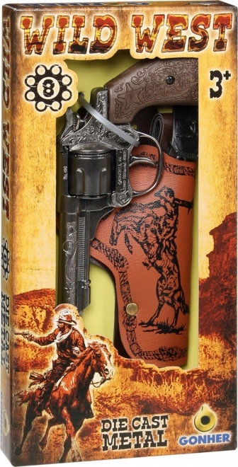 Metalen Cowboyrevolver met Holster 8 Patronen Gonher