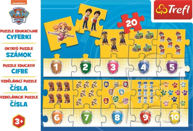 Educatieve puzzel Nummers Paw Patrol 20 stukken