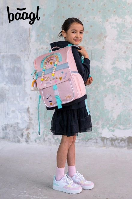 BAAGL 3 SET Zippy Duha roze: rugzak, etui, zak