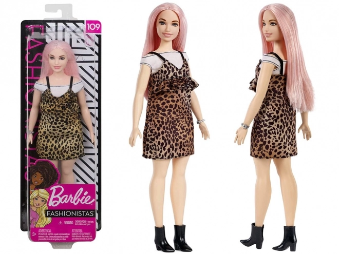 Barbie Fashionistas pop met roze haar en luipaardjurk