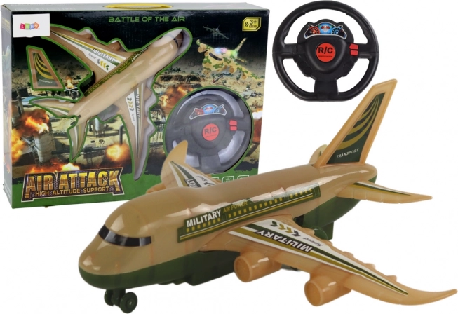 Op afstand bestuurbaar militair RC-vliegtuig met camouflage en verlichting