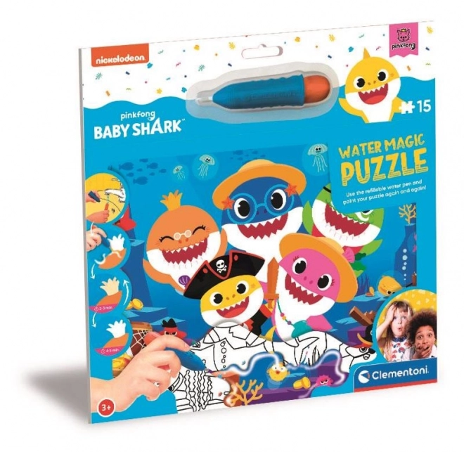 CLEMENTONI Puzzel met waterverf Water Magic: Baby Shark 15 stukjes
